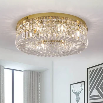 Nordic Luxury Crystal Потолочная люстра Современная золотая хромированная светодиодная подвесная светильник для гостиной, спальни, холла, внутреннего декора