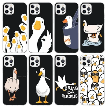 Мультяшный Duck Goose Game Чехол для телефона Apple iPhone 11 13 14 Pro 15 12 Mini SE X XR XS Max 7 8 Plus Узор Мягкая задняя крышка из ТПУ