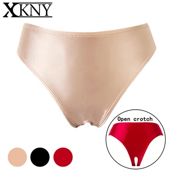 XCKNY атласные глянцевые стринги масло гладкие Спортивные штаны для плавания с открытой промежностью Трусы снизу Сексуальное нижнее белье