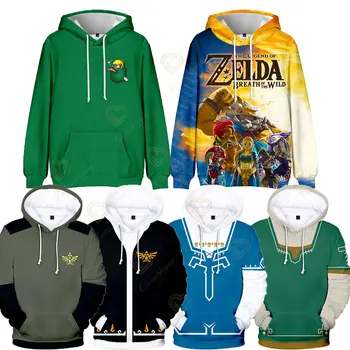 The Legend of Zelda Tears of The Kingdom Link Косплей Толстовка с капюшоном Костюм 3D-печатная толстовка с капюшоном Одежда Мужчины Повседневный пуловер