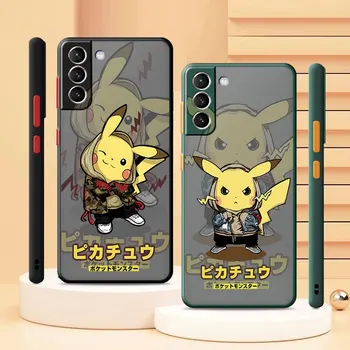 Ударопрочный матовый чехол для Samsung Galaxy S22 Note 10 Plus 8 9 S8 S23 5G Note 20 Ultra S9 Plus Милые чехлы Pokemon Pikachu