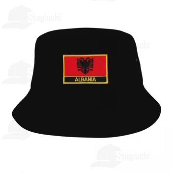  Вышивка Панамы-ведра Флаг Албании Крутые вентиляторы Солнцезащитный козырек Прохладный На открытом воздухе Летние рыбацкие кепки Рыбацкая кепка