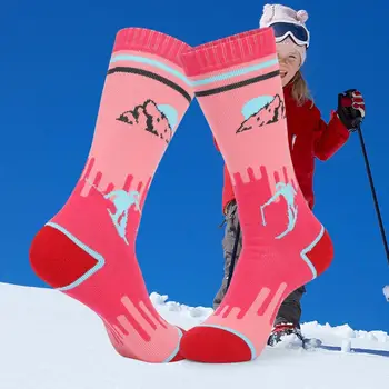 1 пара лыжных носков, впитывающих пот, тонкое качество изготовления, сохраняющих тепло, мягкие, толстые, детские ботинки, лыжные носки, зимние носки для активного отдыха