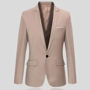 Классический деловой блейзер с клапанами карманы верхняя одежда мужская пиджак с одной пуговицей и лацканом пиджак 0