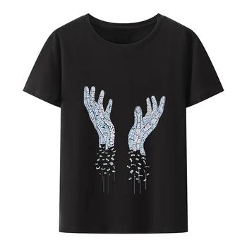 Обе руки Буквы Футболка Мужчины О-образный вырез Готика Хип-хоп Футболка Классическая летняя футболка Harajuku Уличная мода
