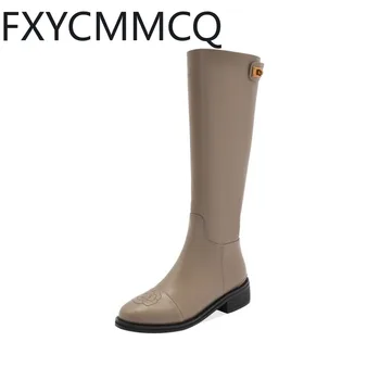 FXYCMMCQ Женские новые зимние кожаные сапоги рыцаря до бедра размера 32-46 с толстым каблуком и утягивающим однотонным цветом SCH-1H