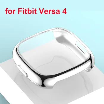 Чехол для защитной пленки для экрана Fitbit Versa 4 Smartwatch TPU Защитная крышка экрана Полный бампер Аксессуары для Fitbit Versa4 Silver 0