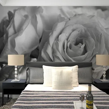 beibehang papel de parede para quarto Изготовленные на заказ большие фотообои для телевизора, современные элегантные минималистичные розы, флизелиновые обои