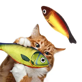  Плюшевая симуляция рыбы Игрушка для кошек Реалистичная устойчивая к укусам жевательная игрушка для домашних животных Мягкая кошка Рыба Плюшевая мягкая подушка Избавление от скуки