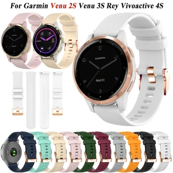18 мм Сменный браслет для Garmin Vivoactive 4S 3S / VENU 2S 3S / Forerunner 265S 255S Смарт-часы Ремешок с пряжкой из розового золота