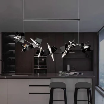  черный бронзовый креативный подвесной светильник хрустальная люстра освещение минималистичные подвесные светильники для столовой