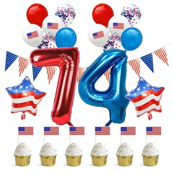 Украшение вечеринки Звездное письмо 74 Вечеринка с воздушными шарами Воздушные шары с конфетти Топпер для кексов Товары для вечеринок для Америки День независимости США