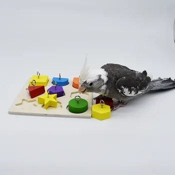 Попугай Развивающие игрушки Попугай Интерактивные ротанговые игрушки Деревянный блок Птицы Головоломка Игрушка Птичьи принадлежности
