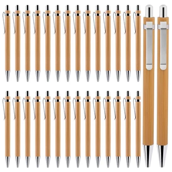 30 Упаковка Деревянная шариковая ручка Набор шариковых ручек Бамбуковый набор шариковых ручек для школы