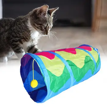 Long Cat Play Tunnel Cat Tunnel Toy с подвесным мячом для снятия стресса Упражнение Складной Pet Kitten Play Tent Tube Supplies