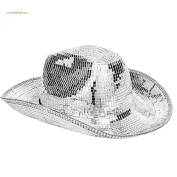 Ball Cowboy Hat для Dj Glitter Mirror Hat Новинка Вечеринка Шляпа для мужчин и женщин