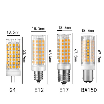 Светодиодная лампа G9 G4 E12 E14 E17 3000k 4000k 6000k AC110V / 220V Кукурузный светильник 8 Вт Подвесная люстра Заменить 100 Вт Галоген