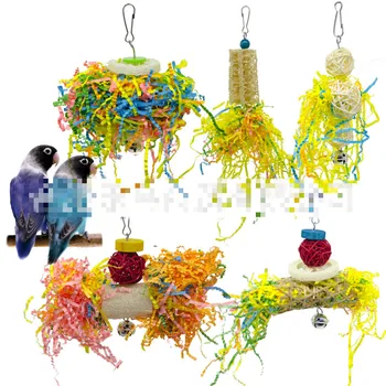  5 предметов Набор игрушек для попугаев Игрушки для домашних животных-птиц Обрывки бумаги Матовая игрушка Игрушка для домашних животных с курицей