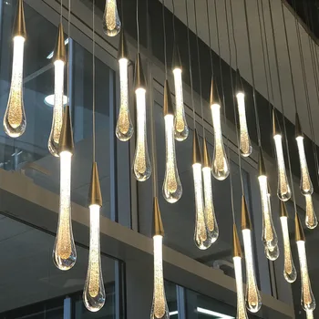 Nordic LED Роскошные хрустальные люстры Лампы для капли воды Спальня Прикроватная кровать Современный простой бар Декоративное освещение люстры