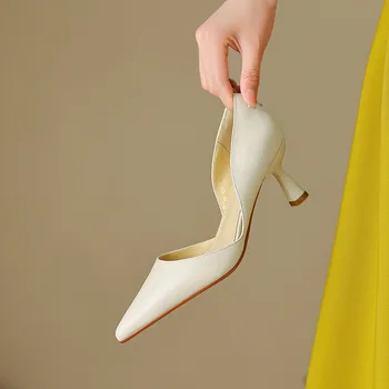 Однотонные полые сандалии с острым носком Женская обувь Высокие каблуки Slip On Chaussures Femme Office Pumps Casual Zapatillas Mujer