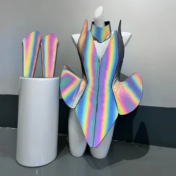 Светоотражающий лазерный танцевальный костюм Будущие технологии Производительность Одежда Бар Певица Танцовщица Фестивальный наряд Трансвестит