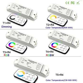 Bincolor DC12V 24V LED Strip Контроллер Набор диммирования / CCT / RGB / RGBW / CW CCT диммер Приемник и беспроводной дистанционный переключатель ламповой ленты