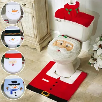 Новые милые рождественские чехлы на сиденья унитаза, креативный коврик для ванной комнаты Санта-Клауса, рождественские принадлежности для дома, новогодний подарок, украшение