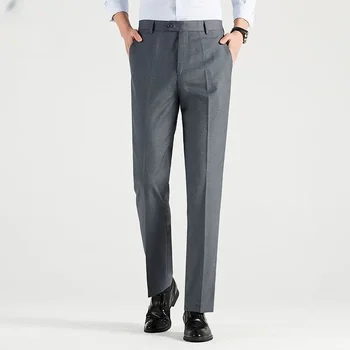  Новые летние тонкие плиссированные гладкие мужские брюки с высокой талией деловой повседневный мужской костюм брюки складка против морщин платье брюки A22