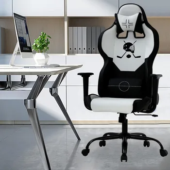 офисный стул, электронное спортивное кресло с поясничной опорой и подголовником, вращающийся рабочий стул, регулируемое компьютерное кресло из искусственной кожи