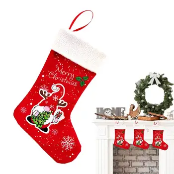 Рождественские конфеты Подарочные носки Рождественские чулки Санта Подарок Камин Повесить чулки Рождественский Санта-Гном Рождественские чулки для