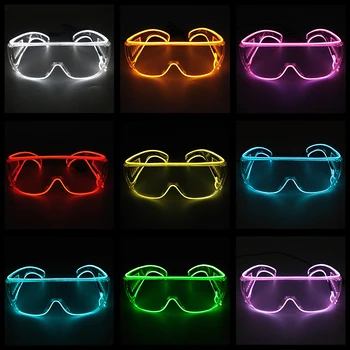2024 Модные очки с подсветкой Светодиодные неоновые очки в стиле киберпанк Очки Хэллоуин Рождественский реквизит Светящиеся светящиеся очки для вечеринок Dj Bar