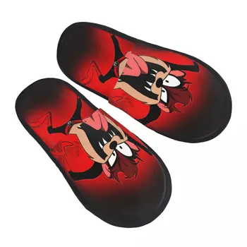 Custom Women Tasmanian Devil Cartoon House Тапочки Мягкие теплые Taz Аниме Комикс Memory Foam Пушистые тапочки Indoor Outdoor Shoes