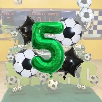 5 шт./комплект 32-дюймовый набор футбольных шаров цифровой футбол DIY для мальчиков футбольная тема гелиевая фольга Globos зеленый номер воздушный шар