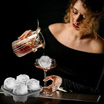 3D Роза Лед Квадратная Форма,Лед Квадратные Лотки,Сделать 4 Гигантских Симпатичных Цветка В Форме Льда,Посудомоечная машина Веселый Большой Ледяной Шар Maker 1