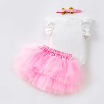 Летняя одежда для новорожденных детская одежда 0-2 лет день рождения ребенка первый год платье платье комбинезон принцесса платье комплект 1