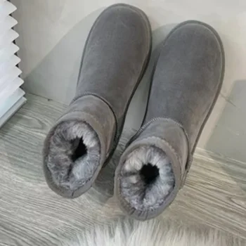Брендовая женская обувь Австралийские сапоги Зимняя обувь Сапоги с круглым носком и плоским каблуком-Женская мода Snow Low 2023 Женская лодыжка Хлопок 1