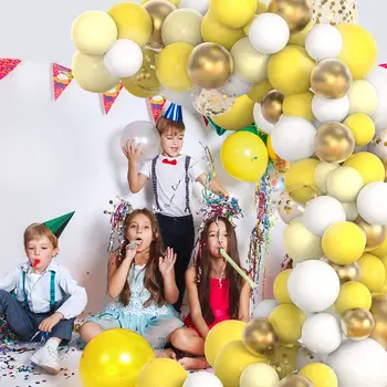 Комплект арок из воздушных шаров для украшения вечеринки Baby Shower Принадлежности для вечеринки по случаю дня рождения Свадьба и юбилей, желтое и белое золото, 102шт 1