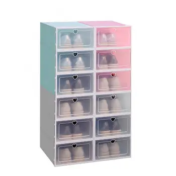 1 ~ 4 шт. Набор может быть наложен Комбинированный шкаф для обуви Прозрачная коробка для обуви Коробки для хранения обуви Утолщенная пыленепроницаемая обувь 2