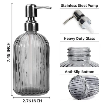 3 шт. Дозатор мыла, стеклянный дозатор мыла на 13,5 унции с дозатором мыла Мыло для ванной комнаты для шампуня 2