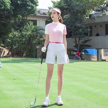 TTYGJ Рубашка для гольфа для женщин Футболка для гольфа с воротником Пэчворк Топы с коротким рукавом Высокоэластичный солнцезащитный крем Спортивная одежда Slim Jersey 2