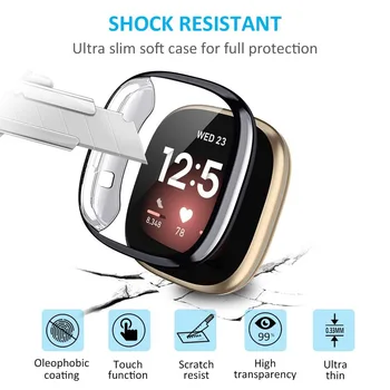 Чехол для защитной пленки для экрана Fitbit Versa 4 Smartwatch TPU Защитная крышка экрана Полный бампер Аксессуары для Fitbit Versa4 Silver 2