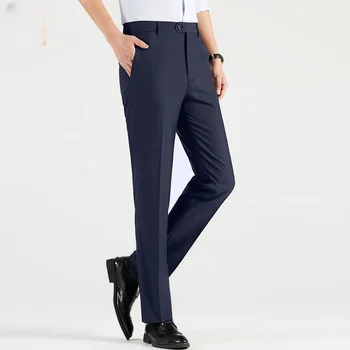  Новые летние тонкие плиссированные гладкие мужские брюки с высокой талией деловой повседневный мужской костюм брюки складка против морщин платье брюки A22 2