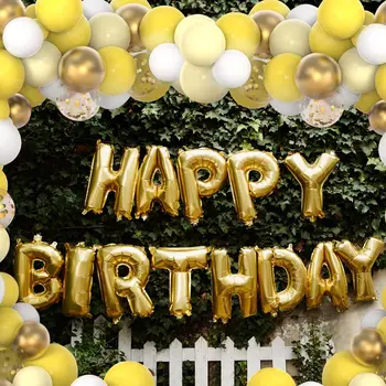 Комплект арок из воздушных шаров для украшения вечеринки Baby Shower Принадлежности для вечеринки по случаю дня рождения Свадьба и юбилей, желтое и белое золото, 102шт 2