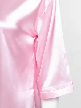 Женская атласная ночная рубашка с рукавом 3/4 Пуговицы Отложной воротник Ночная рубашка Однотонная рубашка для сна Ночная рубашка Женская пижама 2021 3