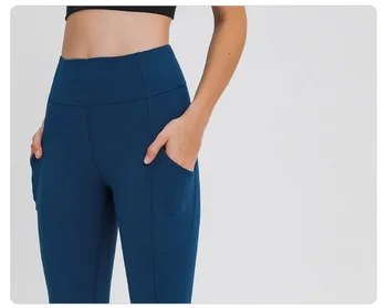 Lulu Invigorate Женские спортивные леггинсы с высокой талией 25-дюймовые штаны для йоги боковые карманы растягиваются бедра подтяжка для похудения прыжок фитнес тренировочные штаны 3