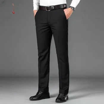  Новые летние тонкие плиссированные гладкие мужские брюки с высокой талией деловой повседневный мужской костюм брюки складка против морщин платье брюки A22 3