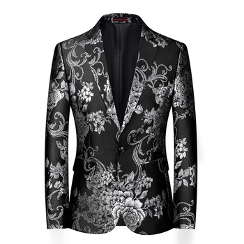2023 Новый Цветочный Костюм Пальто Мужчины Бизнес Свадьба Жених Смокинг Платье Куртки Однобортные Приталенные Пиджаки Homme 4