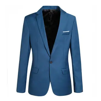 Классический деловой блейзер с клапанами карманы верхняя одежда мужская пиджак с одной пуговицей и лацканом пиджак 4