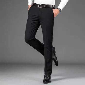  Новые летние тонкие плиссированные гладкие мужские брюки с высокой талией деловой повседневный мужской костюм брюки складка против морщин платье брюки A22 4