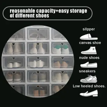 1 ~ 4 шт. Набор может быть наложен Комбинированный шкаф для обуви Прозрачная коробка для обуви Коробки для хранения обуви Утолщенная пыленепроницаемая обувь 5